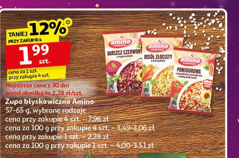 Zupa pomidorowa z kawałkami pomidorów i natką pietruszki Amino promocja