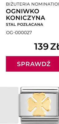 Ogniwko  Koniczyna, stal pozłacana promocja w Briju