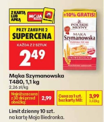 Mąka Szymanowska 1480 1 kg promocja w Biedronka