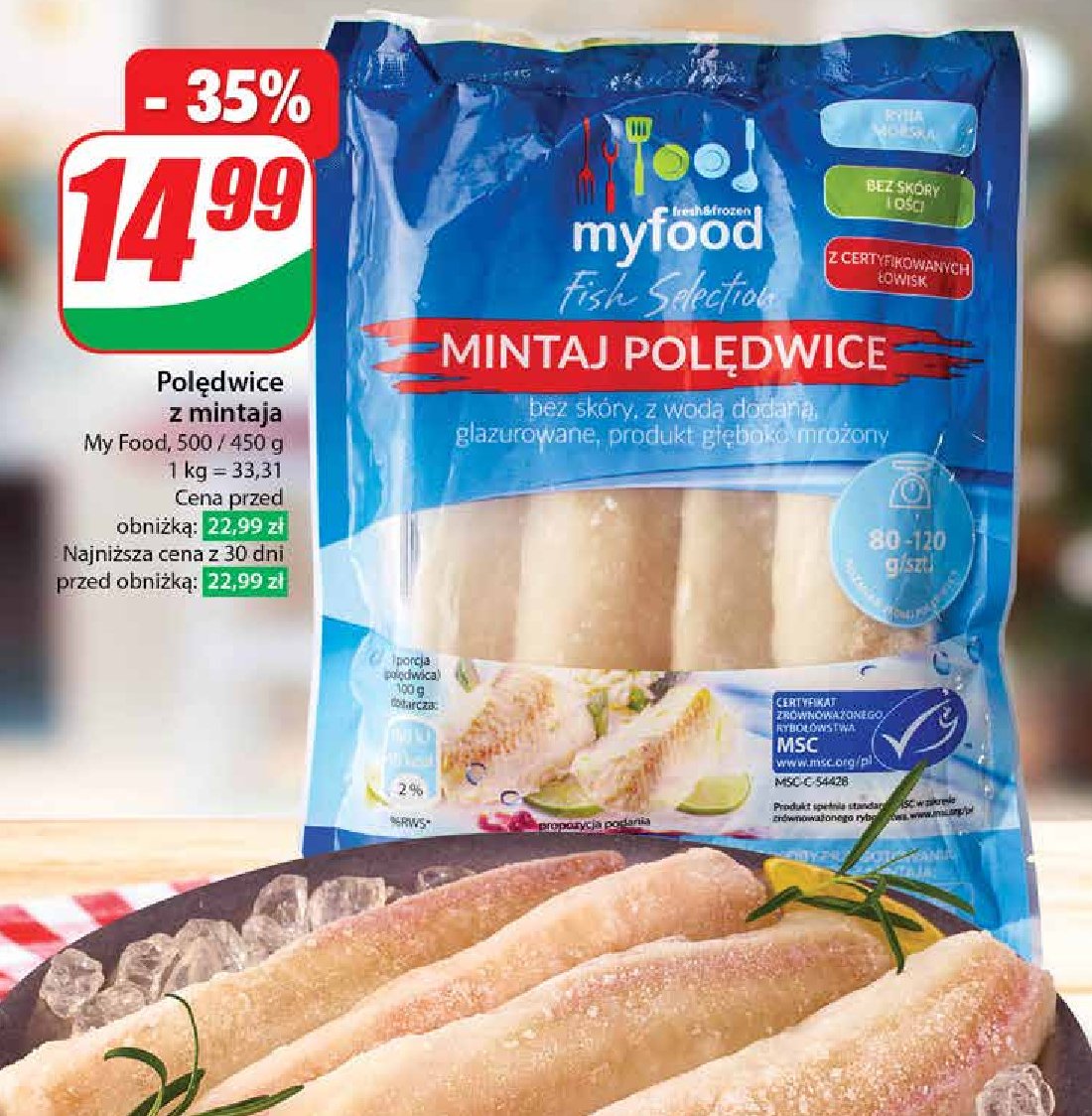 Mintaj polędwice Myfood promocja w Dino