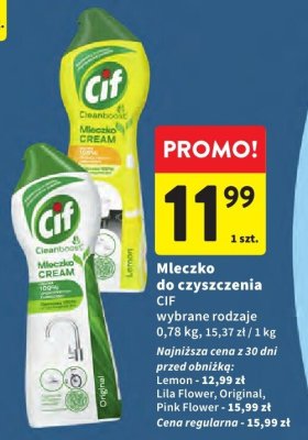 Mleczko do czyszczenia CIF wybrane rodzaje Lemon, Lila Flower, Original, Pink Flower promocja w Intermarche
