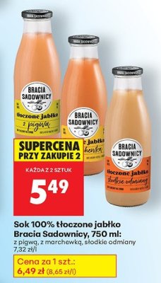 Sok 100% tłoczone jabłko 750ml promocja w Biedronka