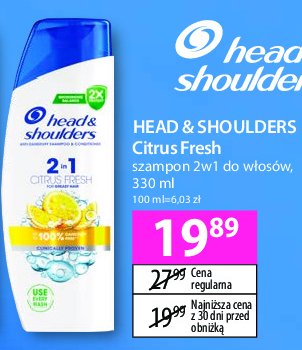 Szampon do włosów citrus fresh Head&shoulders promocja