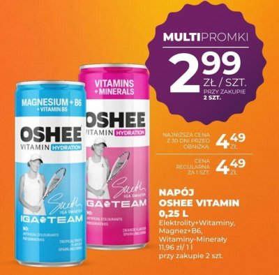 Napój Oshee Vitamin Water 0,25 l Elektrolity+Witaminy, Magnez+B6, Witaminy-Minerały promocja w Duży Ben