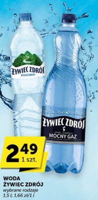 Woda Żywiec Zdrój mocny gaz wybrane rodzaje 1,5l promocja w Euro Sklep