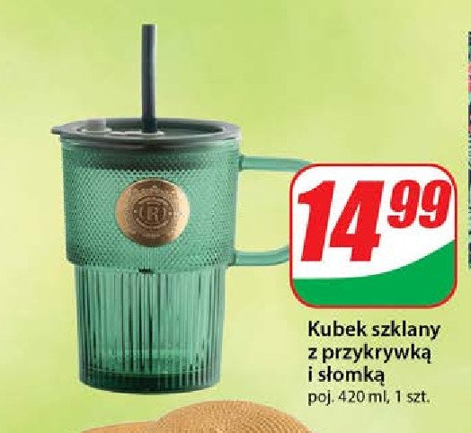 Kubek szklany ze słomką 420 ml promocja w Dino