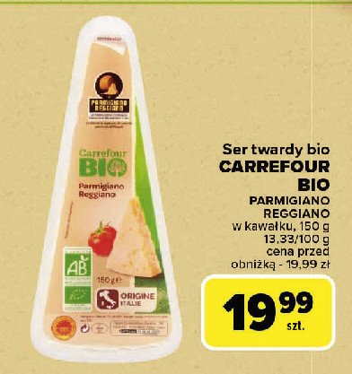 Ser parmigiano reggiano z upraw ekologicznych Carrefour bio promocja