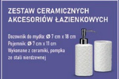 Zestaw ceramicznych akcesoriów łazienkowych promocja w Stokrotka