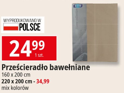 Prześcieradło bawełniane 200 x 220 cm Textim promocja