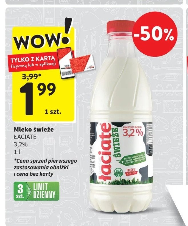 Mleko 3.2% Łaciate promocja w Intermarche