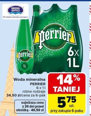 Woda mineralna Perrier promocja w Carrefour Market