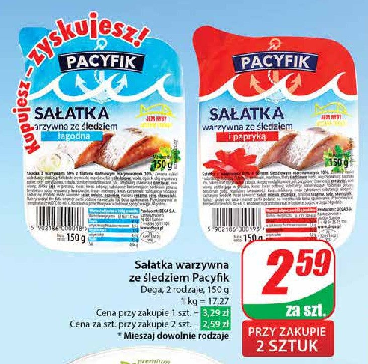 Sa艂atka warzywna ze 艣ledziem 艂agodna Pacyfik promocja