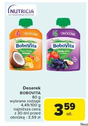 Mus jagody i jabłka z bananem Bobovita promocja w Carrefour