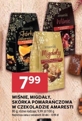 Wiśnie, migdały, skorka pomarańczowa w czekoladzie Amaresti promocja w Stokrotka
