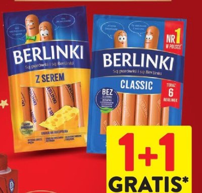 Parówki BERLINKI Z serem promocja w Intermarche