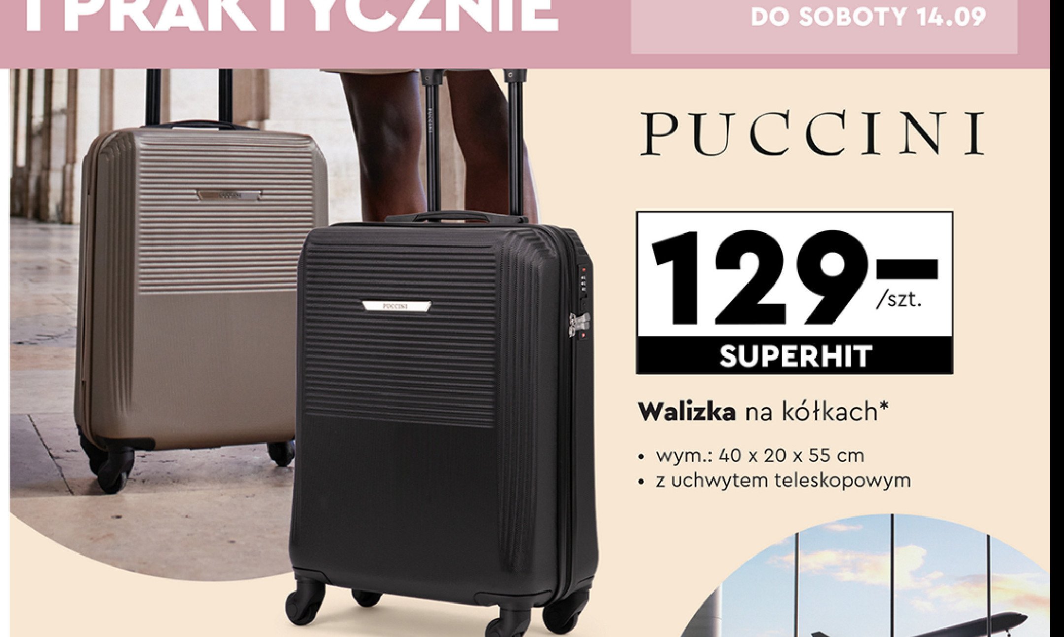 Walizka na kółkach 40 x 20 x 55 cm Puccini promocja