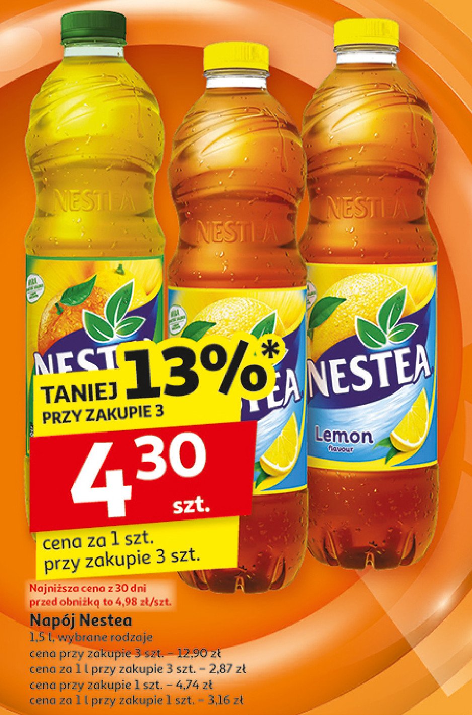 Herbata mrożona green tea citrus Nestea promocja w Auchan