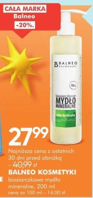 Balneo kosmetyki bioafrzczkowe mydło mineralne promocja w Super-Pharm