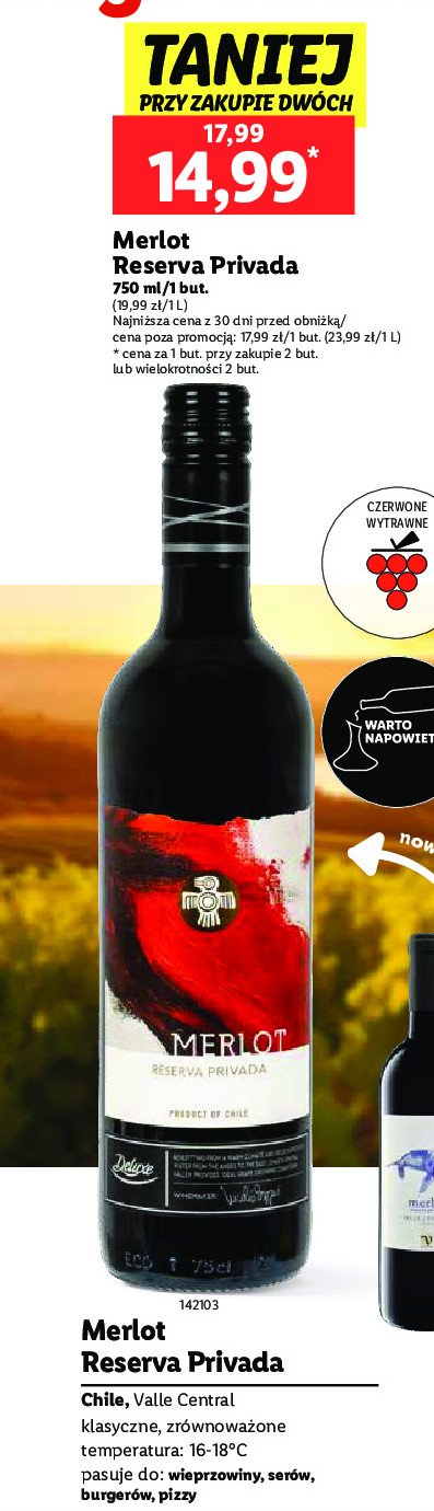 Wino MERLOT RESERVA PRIVADA promocja