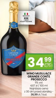 Wino musujące Grande Conte Prosecco 11% vol. 0,75l promocja w Twój Market