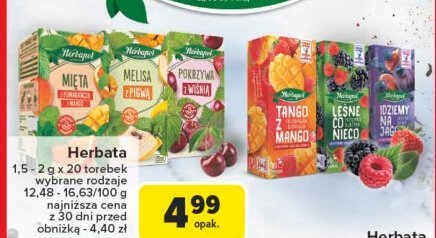 Herbata mięta z pomarańczą i mango Herbapol promocja w Carrefour