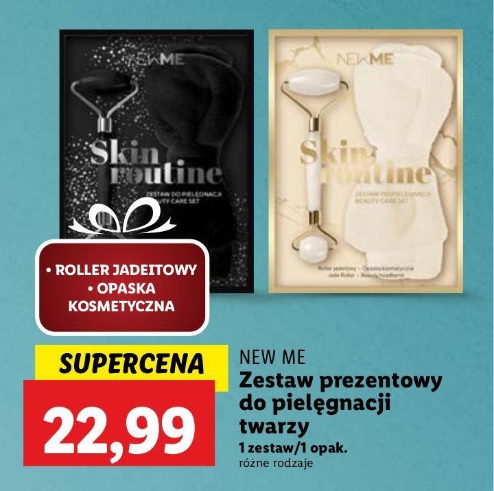 Zestaw w pudełku czarny: opaska kosmetyczna + roller jadeitowy Newme promocja