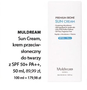 Krem do twarzy spf 50+ Muldream promocja