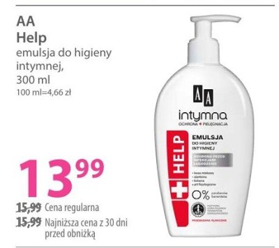 Emulsja AA Help emulsja do higieny intymnej, 300 ml promocja w Hebe