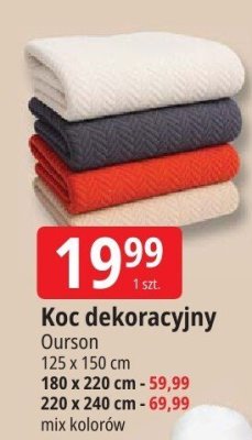 Koc dekoracyjny Ourson 125 x 150 cm promocja w Leclerc