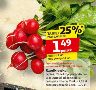 Rzodkiewka pęczek różne kraje pochodzenia w zależności od danej partii promocja w Auchan