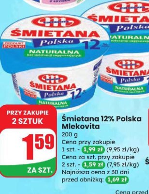 Śmietana 12% Polska  promocja w Dino