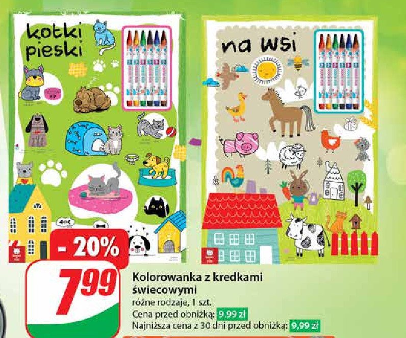 Kolorowanka z kredkami świecowymi na wsi promocja