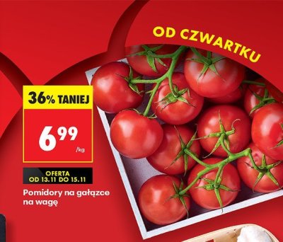 Pomidory na gałązce na wagę promocja w Biedronka