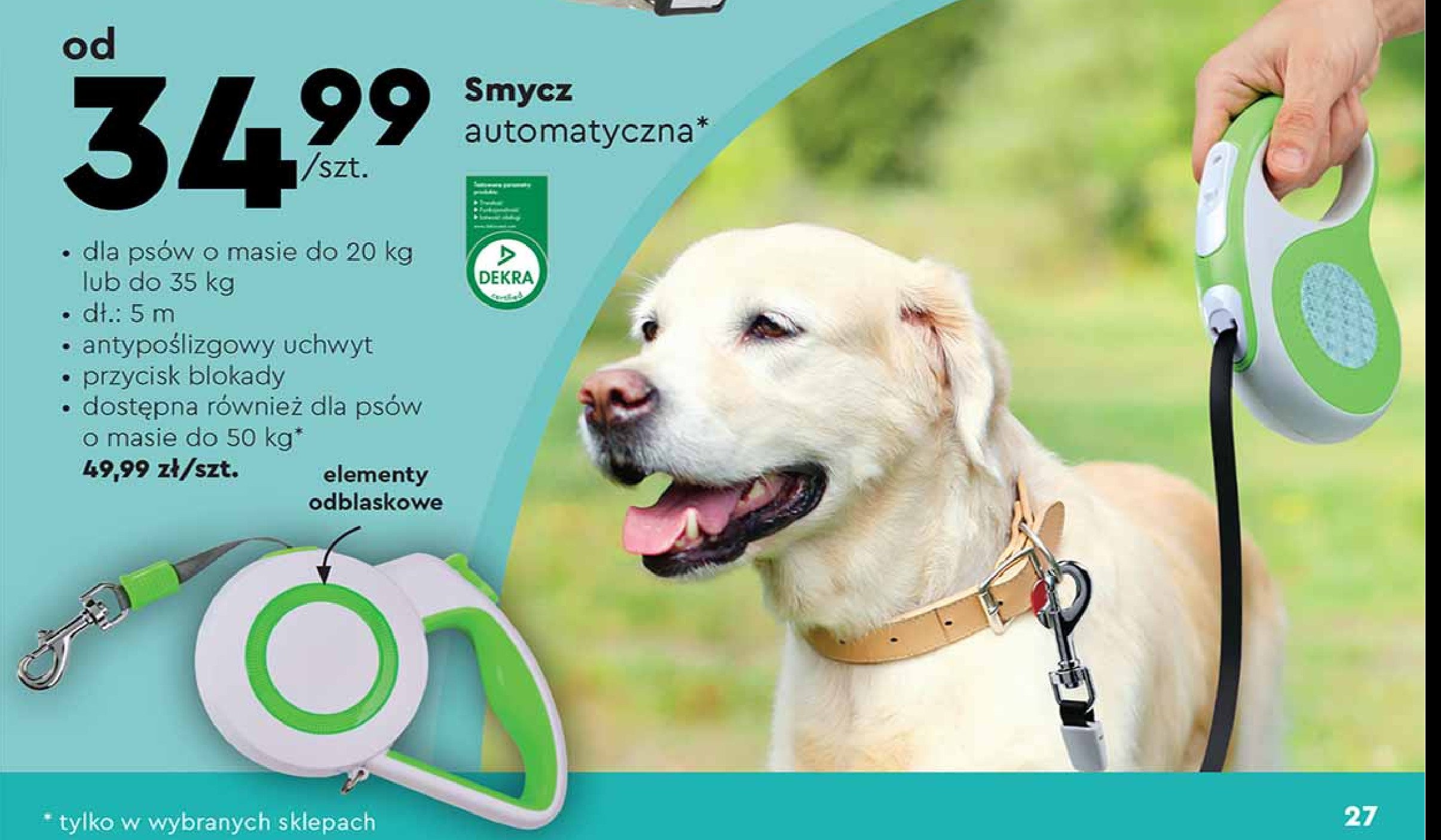 Smycz automatyczna do 50 kg Activ pet promocja
