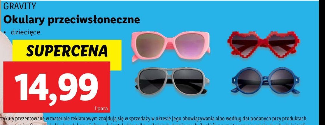 Okulary przeciwsłoneczne dziecięce GRAVITY promocja w Lidl