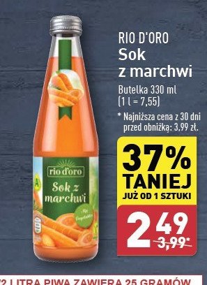 Sok z marchwi Rio d'oro promocja w Aldi