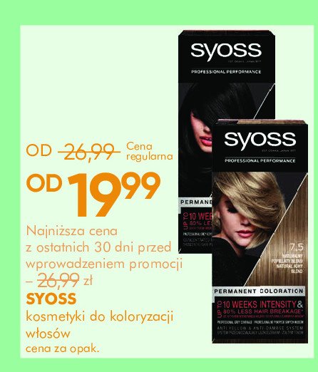 Farba naturalny popielaty blond 7-5 Syoss professional performance promocja