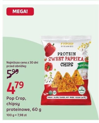Chipsy Pop Crop proteinowe Sweet Paprica, 60 g promocja w Rossmann