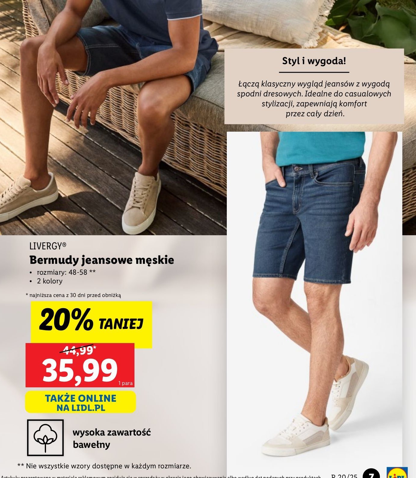 Bermudy jeansowe 48-58 Livergy promocja w Lidl