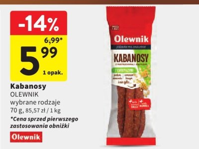 Kabanosy OLEWNIK wybrane rodzaje promocja w Intermarche