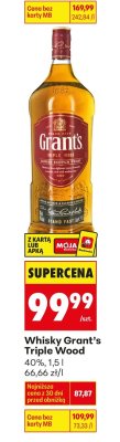 Whisky Grant's Triple Wood 40%, 1,5l promocja w Biedronka