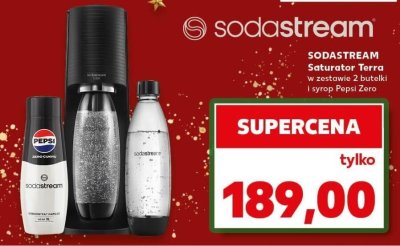 Saturator Terra w zestawie 2 butelki i syrop Pepsi Zero promocja w Kaufland