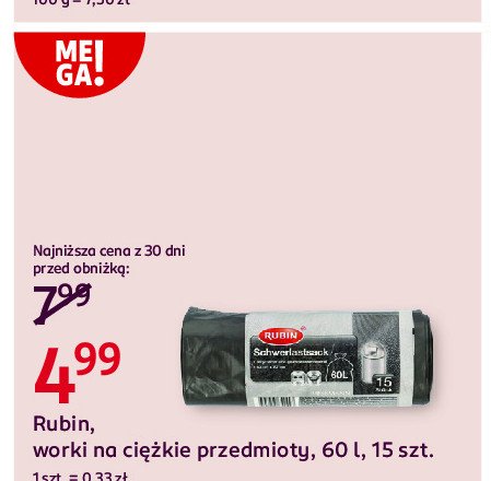 Worki na ci臋偶kie przedmioty 60 l Rubin promocja