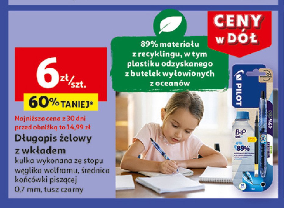 Długopis żelowy b2p + wkład niebieski Pilot promocja w Auchan