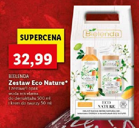 Zestaw w pudełku eco nature śliwka kakadu, jaśmin i mango woda micelarna 500 ml + krem nawilżająco-kojący 50 ml Bielenda zestaw promocja
