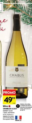 Wino Chablis A.D.P. Expert Club białe wytrawne promocja w Intermarche