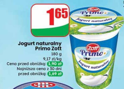 Jogurt naturalny Primo Zott promocja w Dino