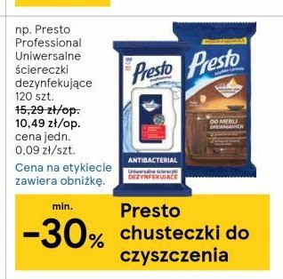 艢ciereczki dezynfekuj膮ce Presto clean Presto harper hygienics promocja