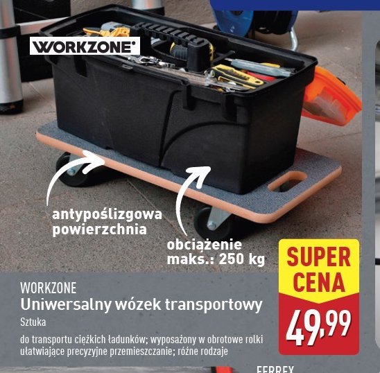 Wózek transportowy 250 kg prostokątny Work zone promocja