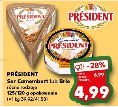 Ser Président Camembert lub Brie różne rodzaje 125/120g promocja w Kaufland